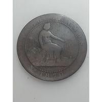 Испания 5 сентимо 1870 года . ОМ