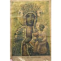 Старинная литография Ченстоховская Божией Матери