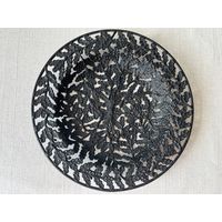 Антикварная тарелка чугун Дубовые листья литье 24,5см