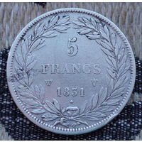 Франция 5 франков 1831 года. Луи Филипп I. Лилль. Серебро 900. Сторгуй за свою цену, предложи обмен!