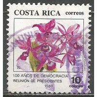 Коста-Рика. 100 лет Демократии. Орхидеи. 1989 г. Mi#1367.