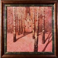 Казаков Б.И "Морозный день", 2007г. ДВП, темпера. Размер 50/50 см, 62/62 см с рамой.