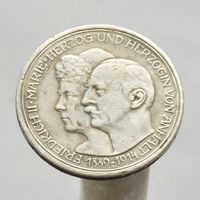 Германия 3 марки 1914 Анхальт-Дессау   Серебренная свадьба