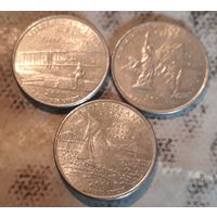 25 центов (квотер) 2001 США Нью- Йорк. С. Каролина. Род Айленд