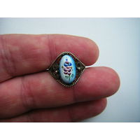 Винтажное кольцо из СССР. Мельхиор. Финифть. Скань.