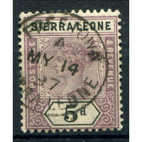 Британские колонии - Сьерра-Леоне - 1896/97г. - королева Виктория, 5 P - 1 марка - гашёная [Mi 31]. #4-B5-130-A-2