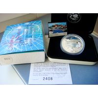 1 доллар 2004 Австралия. Австралийские антарктические территории. Станция MAWSON 1954-2004. Юбилей Пингвины Серебро 999