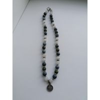 Бусы, коралл, натуральный камень, подвеска серебро