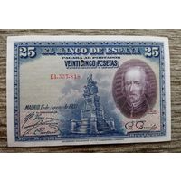 Werty71 Испания 25 песет 1928 банкнота прокол