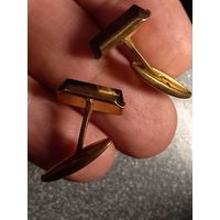 Запонки СССР клеймо РС-8М Русские самоцветы натуральный камень позолота Ленинград