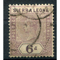 Британские колонии - Сьерра-Леоне - 1896/97г. - королева Виктория, 6 P - 1 марка - гашёная [Mi 32]. #4-B5-130-A-2