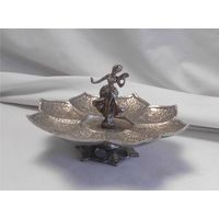 Орешница Статуэтка Дама с веером БРОНЗА Серебрение