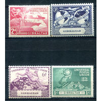 Британские колонии - Гибралтар - 1949г. - 75 лет Всемирному почтовому союзу - 4 марки - полная серия, MNH, 2 марки с маленьким жёлтым пятнышку на зубчике перфорации [Mi 125-128]. #2-Bc-40-A-1