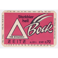Этикетка пива Bock Германия М477