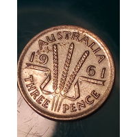 3 пенса Австралия 1961 год.