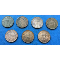 Великобритания 1 пенни 1998, 1999, 2000, 2001, 2002, 2003, 2004, 2005, 2006, 2007, 2008