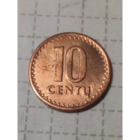 10 центов Литва 1991 год "тонкие"