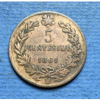 Италия 5 чентезимо 1861