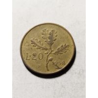 Италия 20 лир 1958