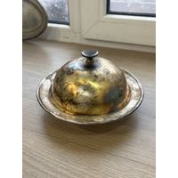 Масленка СССР. Блюдо с крышкой. Мельхиор МНЦ Кольчугино клеймо