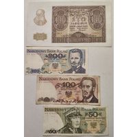100 злотых 1940г + 200 злотых 1988г + 100 злотых 1986г + 50 злотых 1988г (распродажа коллекции).