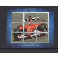 Авто Эфиопия 2016 малый лист без зуб. F1 - Ferrari, Пилот гоночной команды Формула-1 Немецкий автогонщик Семикратный чемпион мира Михаэль Шумахер