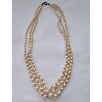 Тройные бусы. Ожерелье СССР. Длина 45 см