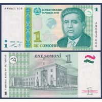 Таджикистан, 1 сомони 1999 г, P-14A (AW, поэт Мирзо Турсунзода), UNC