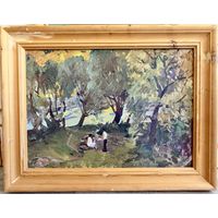 Савельев Ф.В "Ракиты", 1970 год. Картон, масло. Размер 50х70 см.