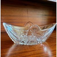 Конфетница ладья,  хрусталь, алмазная грань,  Борисовский ХЗ.