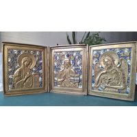 Складень Деисус, эмали.