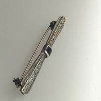Брошь- планка винтажная. Серебро 925. Камень .Вставки марказитов. 44,2 смх7 мм.