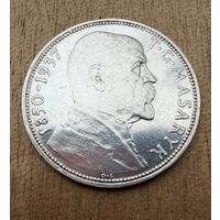 20 крон 1937 г. Смерть Президента Масарика. СЕРЕБРО.
