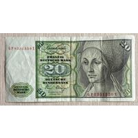 Банкнота 20 марок. 1980 год, ФРГ. Эльсбет Тухер. Скрипка, кларнет.
