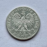 Монета СЕРЕБРО Польша 2 злотых 1934 год Ядвига ОТЛИЧНЫЕ