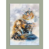 Открытка. Фауна. Животные. Коты. Котики. Трехцветная кошка. Худ. Л.Титова (чистая)