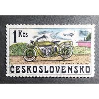 Марка Чехословакия 1975 год Мотоцикл