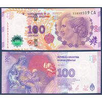 Аргентина, 100 песо 2012 г., P-358c (памятная - 60 лет со дня смерти Евы Перон), UNC