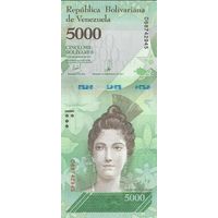 Венесуэла 5000 боливаров образца 2017 года UNC p97c