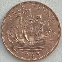 Великобритания 1/2 пенни 1945 г.