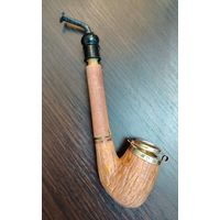 Курительная  трубка типа Gesteckpfeife выполнненая из дерева с метал вставками где закладывается табак , мундштук из пластика