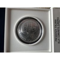 Италия. 500 лир. 1985. ЕЭС. Серебро 0.835. UNC. Штемпельный блеск. В банковской упаковке, с сертификатом.