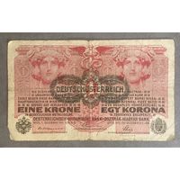 Банкнота 1 крона 1916 год. Австро-Венгрия.