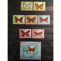 Камбоджа 1990 г. Бабочки.