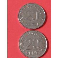 Эстония.  20 центов 1997 год