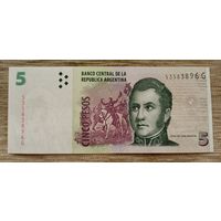 Werty71 Аргентина 5 песо 2013 UNC банкнота