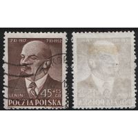 Польша (Mi)PL782 почтово-благотворительная 45+15 грош 1952 год сер.(-) - Ленин  (CTO) (a1-01 ТОРГ/ВАША ЦЕНА