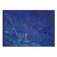 Открытка. Горы. Ночь. Люди. Худож. Н.Рерих (чистая)