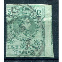 Испания (Королевство) - 1909/17г. - король Альфонсо XIII, 5 с - 1 марка - гашёная с небольшой потёртостью на лицевой стороне [Mi 232 U]. #1-Sp-13-A-1