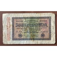 Банкнота 20000 марок 1923 год. Веймарская республика. С рубля без МЦ.